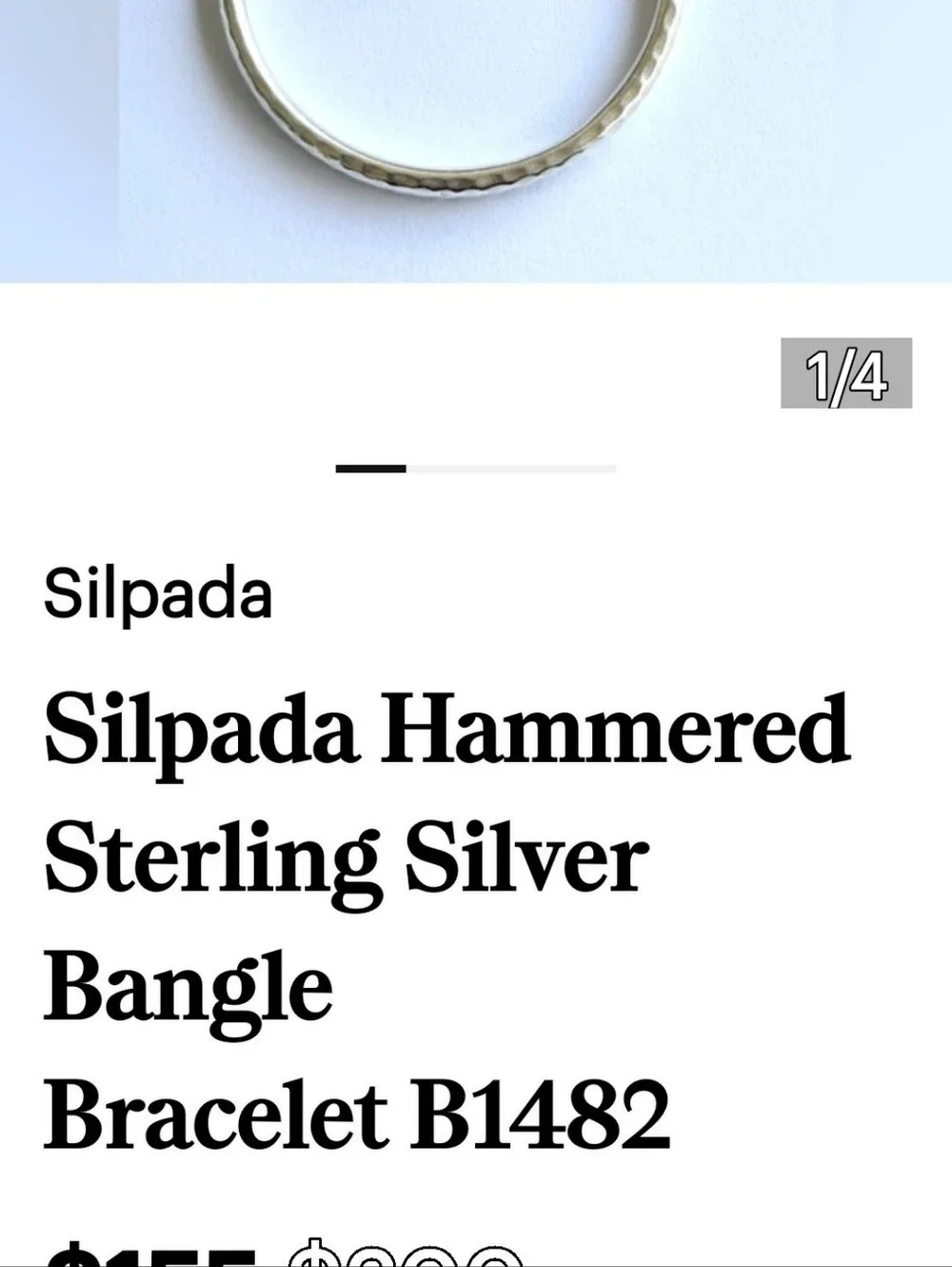 Silpada Retired Hammered Sterling Silver Bangle Vtg Bracelet, GC.